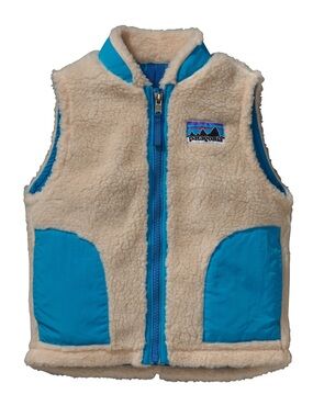 Patagonia Kids Retro-X Fleece Vest Cream Blue Size XS 5-6